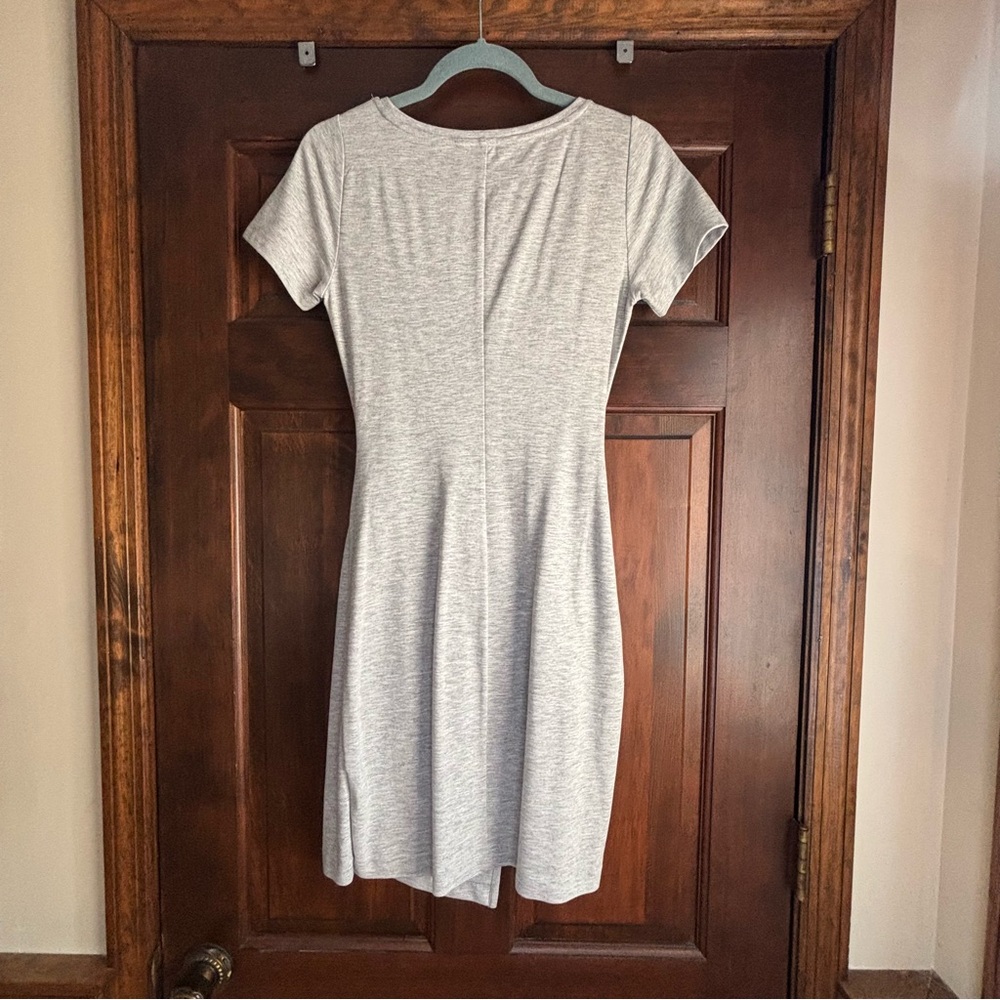 CLUB MONACO Heather Gray Twansia Sarong-Style Tie Waist Ponte Knit Dress. Sz: XS - Picture 2 of 6